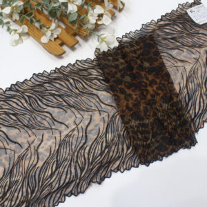 21cm width leopard pattern with wavy embroidery, elastic