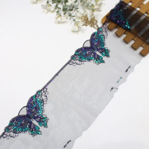 butterfly pattern with sequin & metallic embroidery, 21cm width